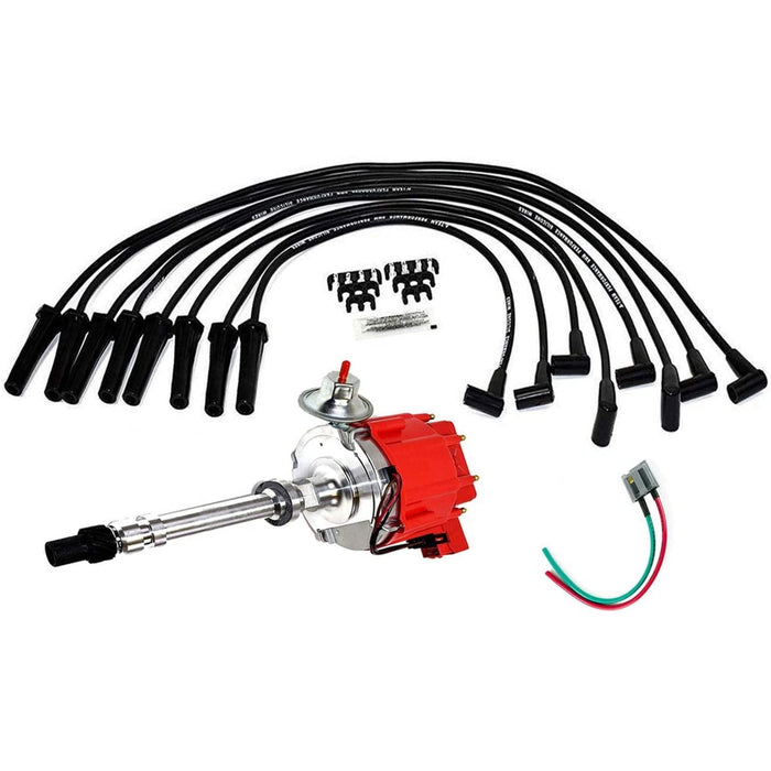 A-Team Performance HEI Distributor with Spark Plug Wires &amp; HEI Pigtail Harness Complete Kit Compatible with Chevrolet Chevy GM GMC Big Block Chevy BBC 396 427 Red Cap … - Southwest Performance Parts