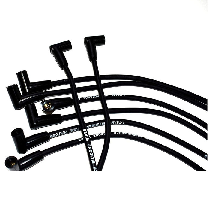 A-Team Performance HEI Distributor with Under the Exhaust Spark Plug Wires &amp; HEI Pigtail Harness Complete Kit Compatible with Chevrolet Chevy GM GMC SBC 265 267 283 350 383 400 Black Cap - Southwest Performance Parts