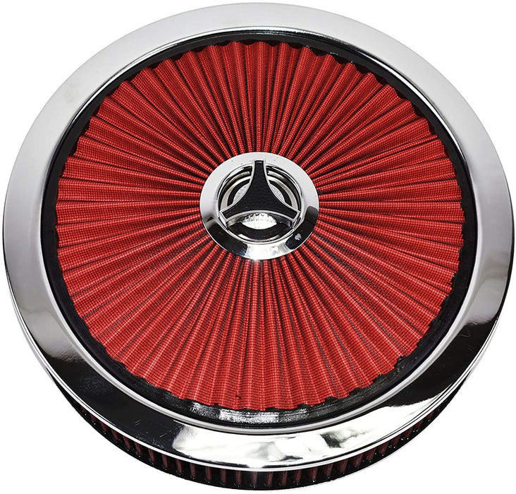 A-Team Performance High Flow Replacement Air Cleaner Assembly w-Flow-Thru Lid, Washable and Reusable Round Air Filter Element Kit Includes Star Wing Nut for Chevrolet GMC Ford 14"x3" Red - Southwest Performance Parts