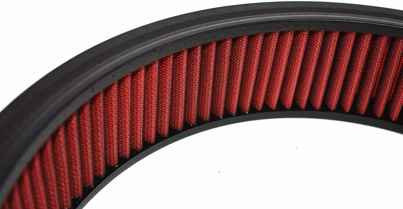 A-Team Performance High Flow Replacement Air Cleaner Washable and Reusable Round Air Filter Element for Buick, Chevrolet, GMC, Ford, Mopar, Oldsmobile, Pontiac 14" X 3" Cotton Fiber Red - Southwest Performance Parts