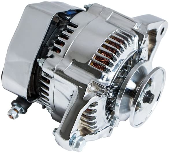 A-Team Performance Nippondenso Alternator Style 90 Amp for Hot Rod and Mini Race with V-Belt Pulley and Regulator Chrome - Southwest Performance Parts