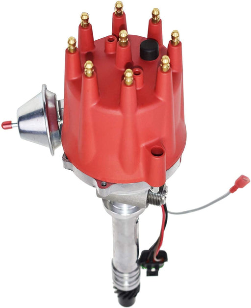 A-Team Performance Pro Series R2R Distributor, 8.0mm Under the Exhaust Spark Plug Wires, &amp; 45K Volt Coil For Chevy Corvette SBC Tach Drive 262 265 267 283 302 305 307 327 350 400 Red - Southwest Performance Parts