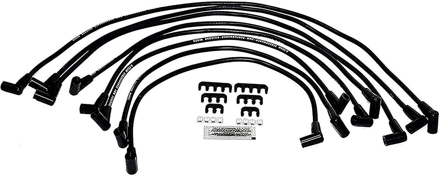 A-Team Performance Ready 2 Run Distributor, 8.0mm Over the Valve Cover Spark Plug Wires, 50k Volts E-Coil, and Coil Wire Compatible with Chevrolet Small Block SBC 283 305 307 327 350 400 Black Cap - Southwest Performance Parts