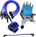 A-Team Performance Ready 2 Run Distributor, 8.0mm Spark Plug Wires, 50k Volts E-Coil, and Coil Wire For Ford 351C 351M 400 370 429 460 Two-Wire Installation Blue Cap - Southwest Performance Parts