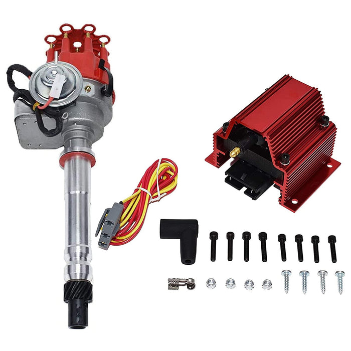 A-Team Performance Ready-To-Run R2R Distributor And 50,000 Volts E-Coil Small Block Big Block Chevrolet GM 283 305 307 327 350 400 396 427 454 Red Small Cap - Southwest Performance Parts