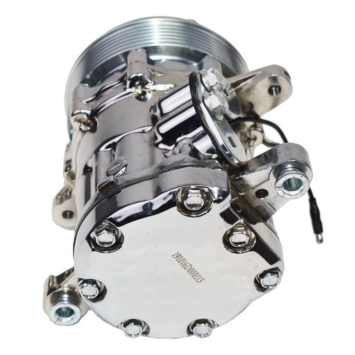 A-Team Performance Sanden SD-7 Type Aluminum Housing A-C Compressor R-134A 6 Groove Serpentine Chrome - Southwest Performance Parts