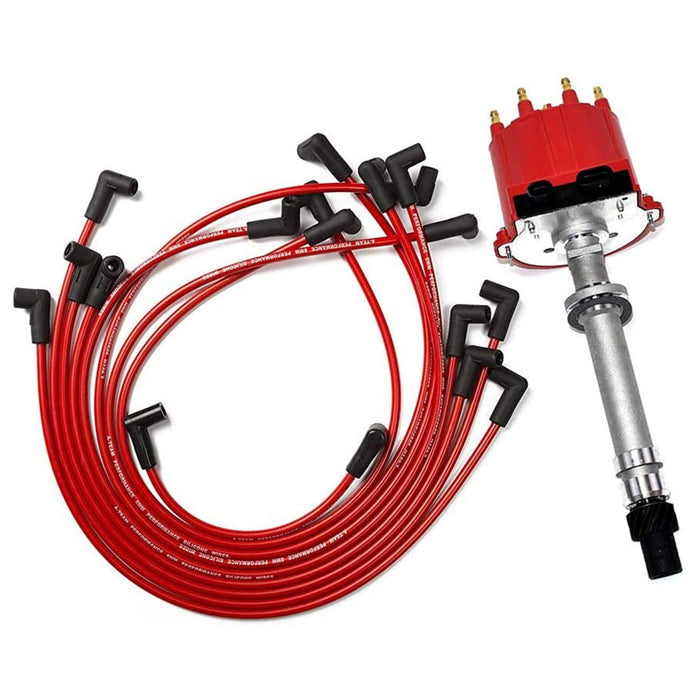A-Team Performance SBC BBC EFI TBI Distributor and Spark Plug Wires Compatible With GMC CHEVY 1987-1997 5.0L 5.7L C-K Pickup Truck Van Camaro 305 350 HEI652R Red Cap 2-in-1 Kit - Southwest Performance Parts