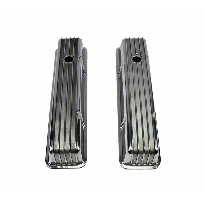 A-Team Performance SBC Chevy 283 327 350 400 TALL FINNED POLISHED ALUMINUM VALVE COVERS 58-86 - Southwest Performance Parts