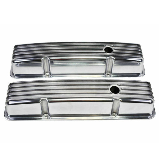 A-Team Performance SBC Chevy 283 327 350 400 TALL FINNED POLISHED ALUMINUM VALVE COVERS 58-86 - Southwest Performance Parts