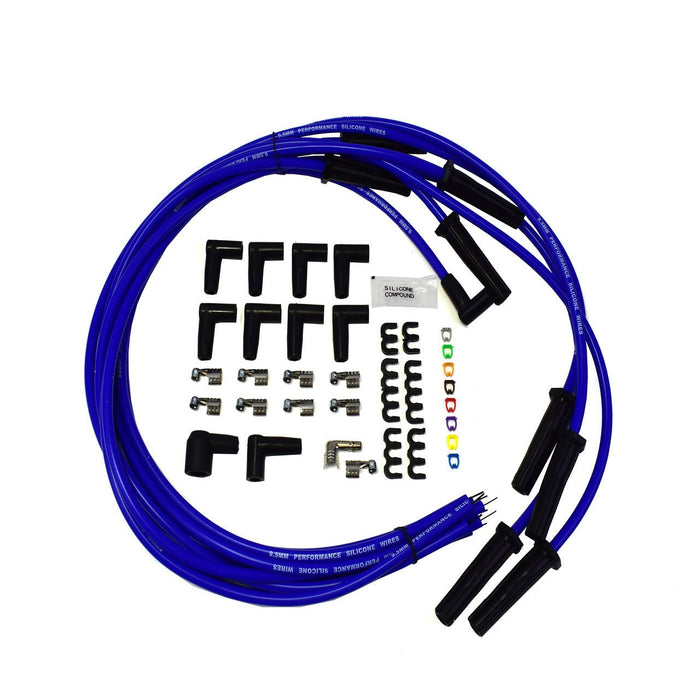 A-Team Performance Silicone High Performance Spark Plug Wire Set Universal Fit V8 V6 Plus Coil Wire for Buick Cadillac Chevy GMC Ford Mopar Oldsmobile Pontiac 9.5mm (Blue) - Southwest Performance Parts