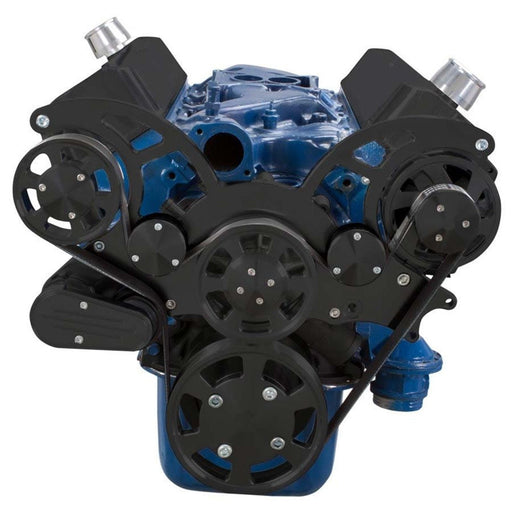 A-Team Performance Small Block Ford SBF Serpentine Kit - with Black Alternator (BLACK) - Southwest Performance Parts