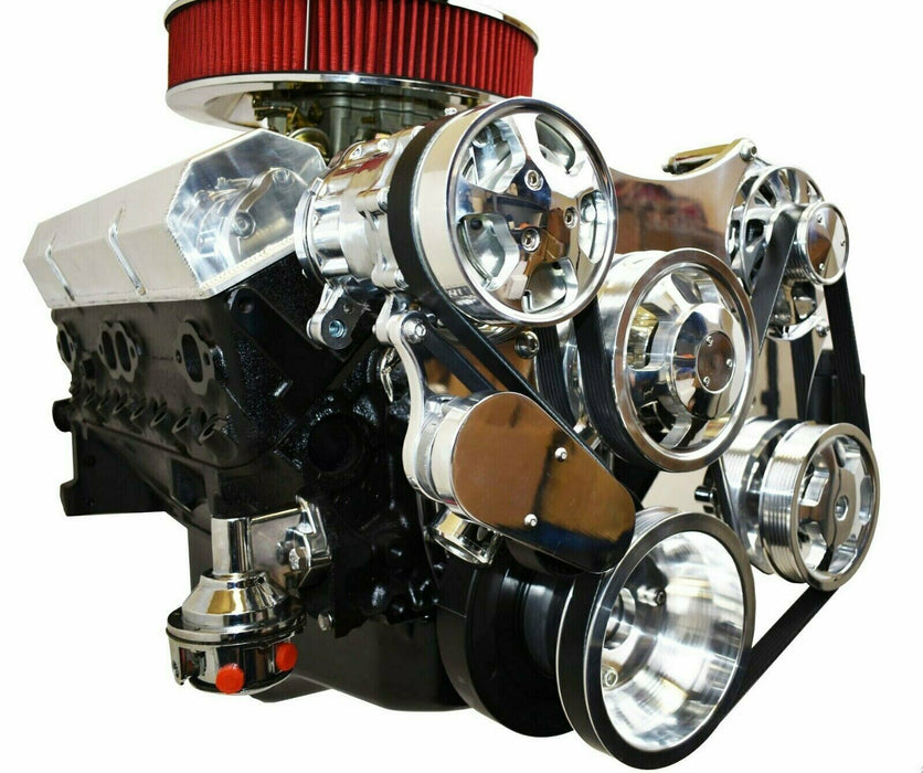 A-Team Performance Small Block Serpentine Front Drive System Complete With Brackets and Pulleys, Water Pump, Alternator, A-C Compressor and Power Steering Reservoir Compatible with Chevy Chrome - Southwest Performance Parts