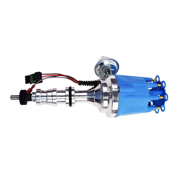 A-Team Performance V8 Pro Series Ready to Run R2R Distributor Compatible with Ford FE 330, 352, 360, 390, 406, 410, 427, 428, Blue Cap - Southwest Performance Parts